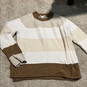 Time and Tru Men's Crewneck Sweater - Brown and Cream